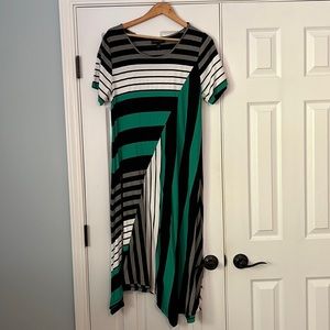 Striped handkerchief hem dress